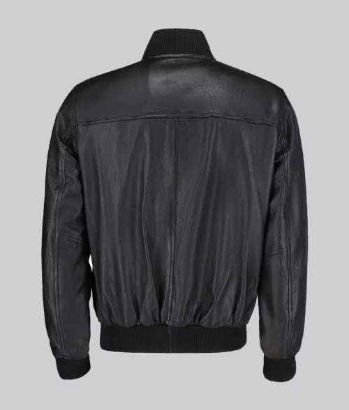 Jim Men’s Snug Fit Black Bomber Leather Jacket