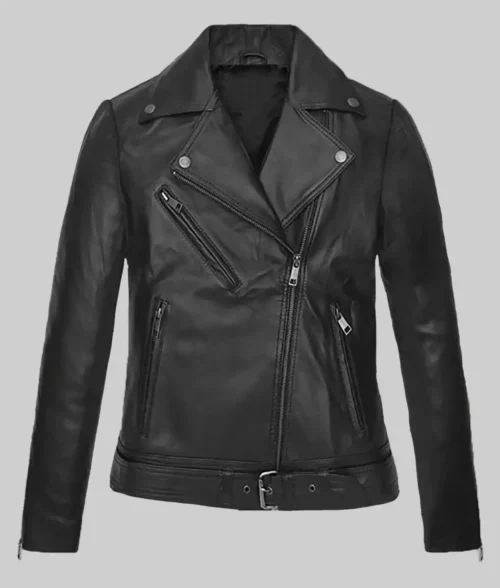 Miley Cyrus Black Biker Leather Jacket