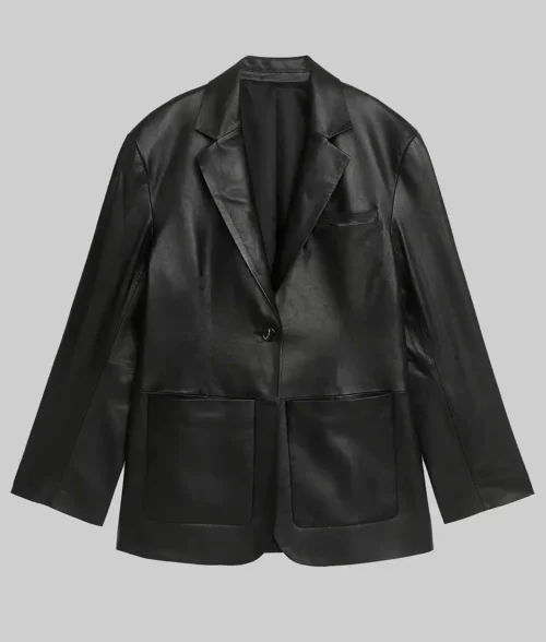Paris Fashion Week Jennifer Lawrence Leather Blazer