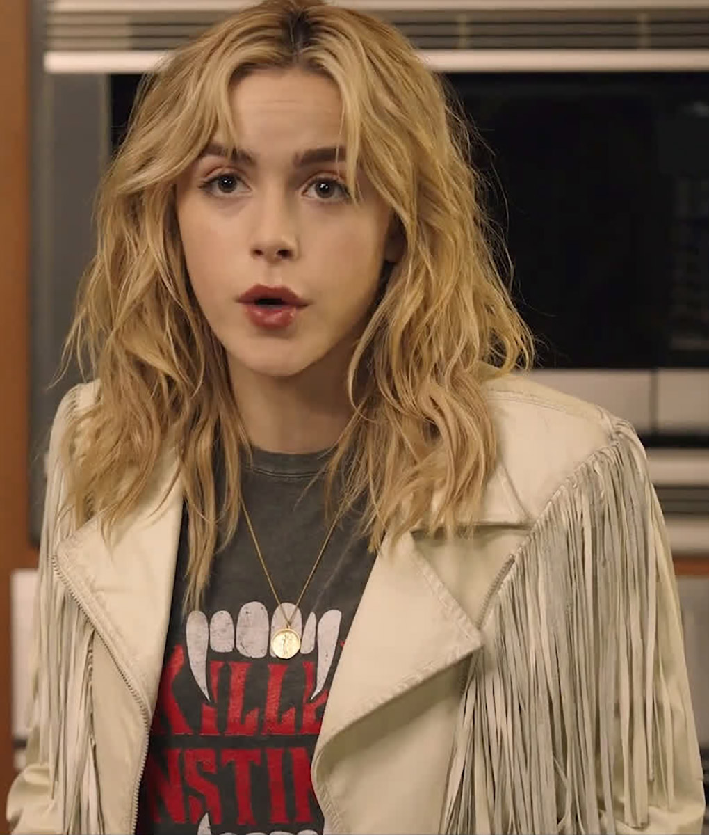 Totally Killer Pam Miller White Fringe Jacket