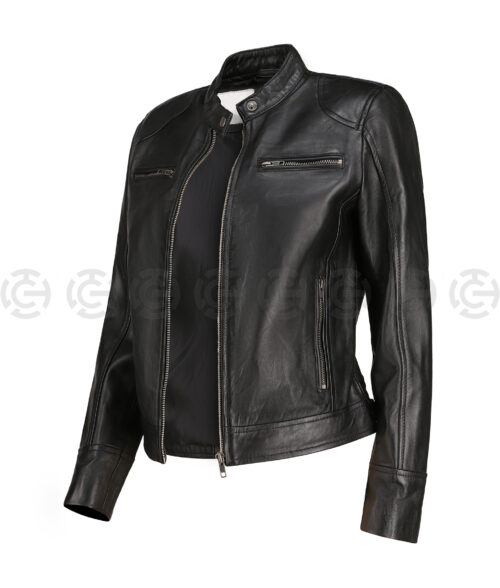 Women's Black Cafe Racer Jacket