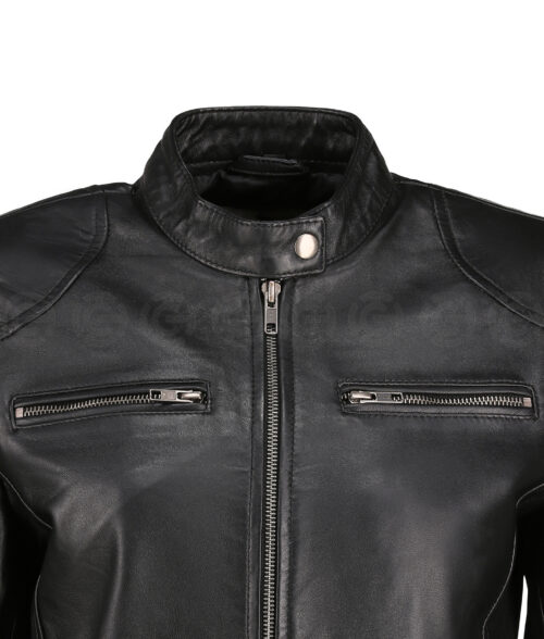 Women's Black Cafe Racer Jacket