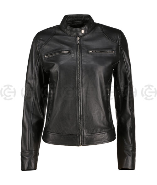 Women's Black Cafe Racer Jacket