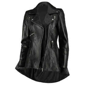 Women's Peplum Waist Black Biker Jacket