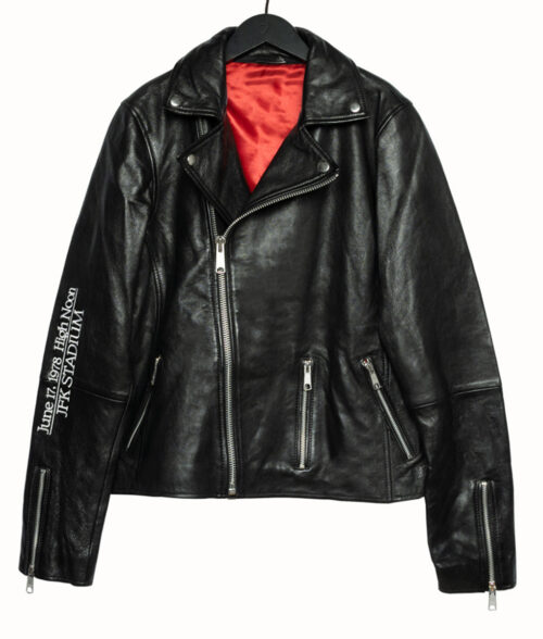 JFK Stadium Rolling Stones Black Leather Jacket