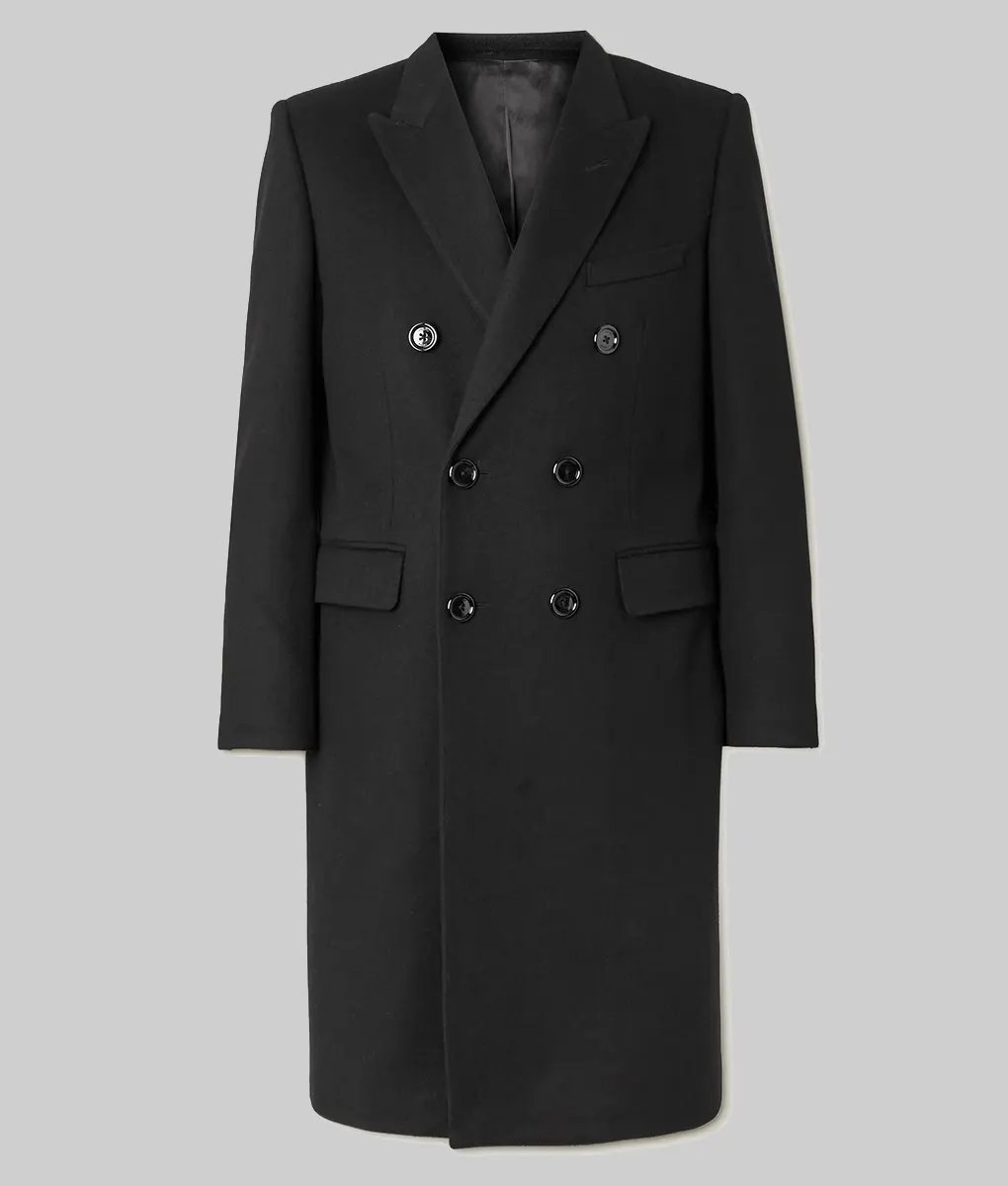 Jacob Elordi Black Long Trench Coat-Generic
