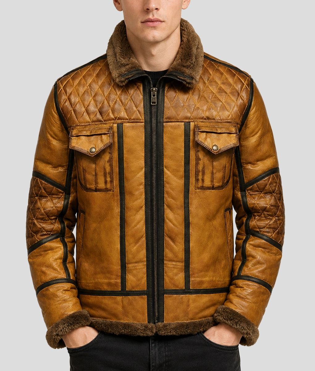 Men's B10 Bomber RAF Brown Aviator Jacket - Front