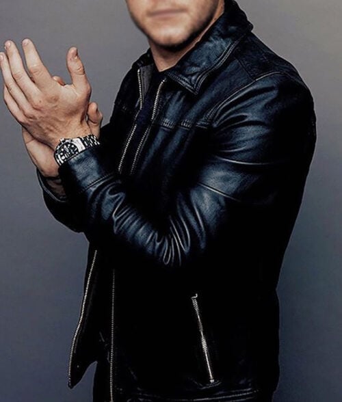 Niall Horan Black Leather Jacket with collar