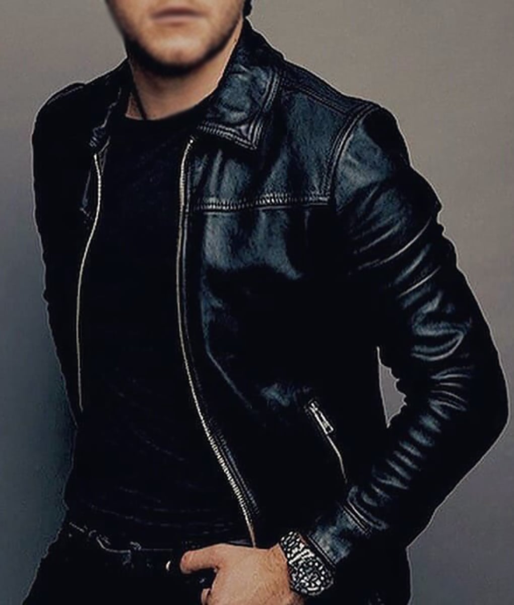 Niall Horan Black Leather Jacket with collar