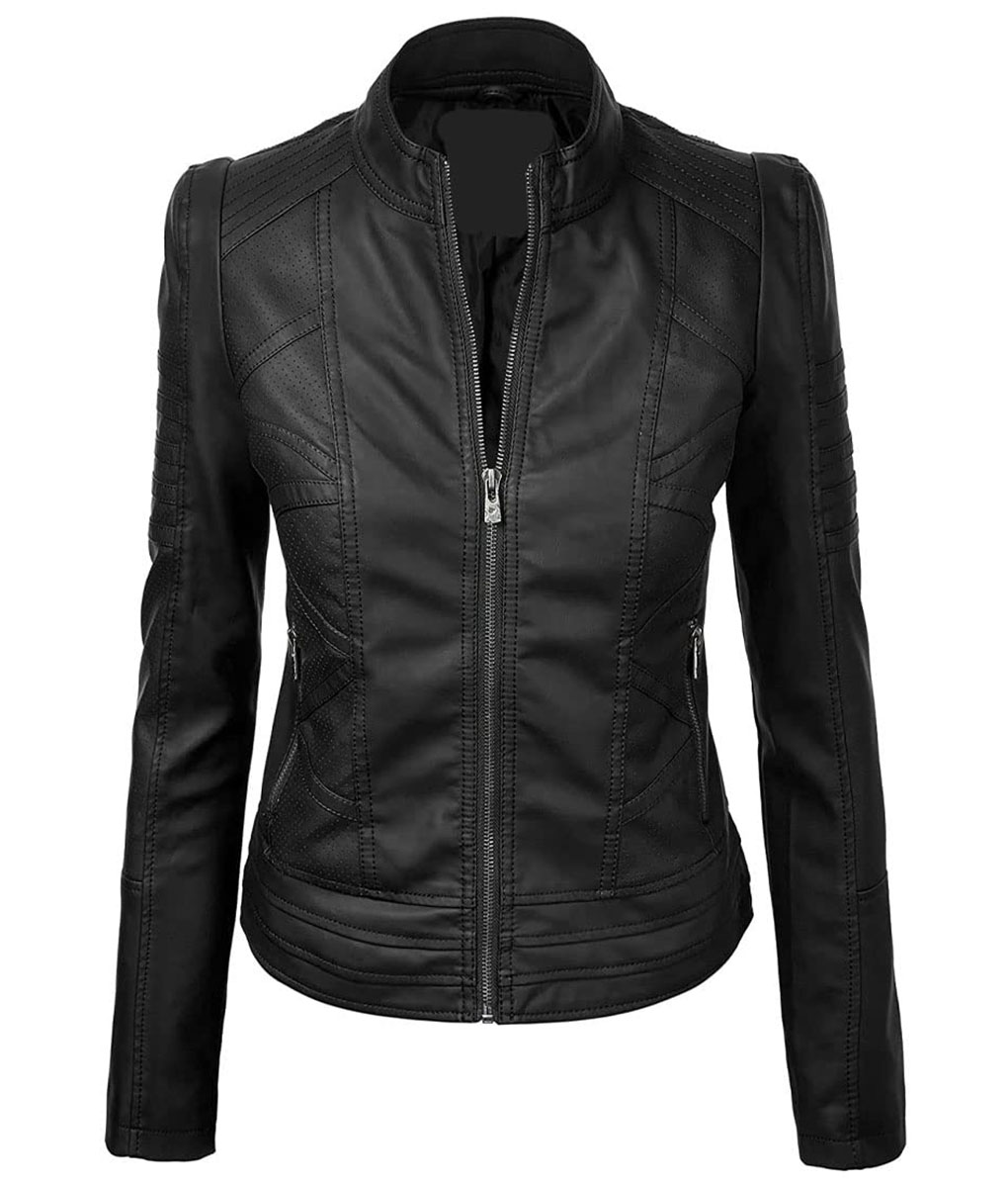 Women&rsquo;s Black Bikers Leather Jacket