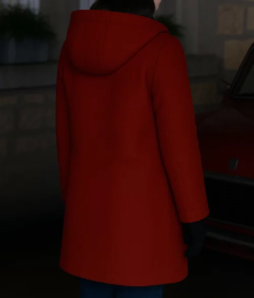 Christmas in Scotland Jill Winternitz Red Hooded Coat-BackView