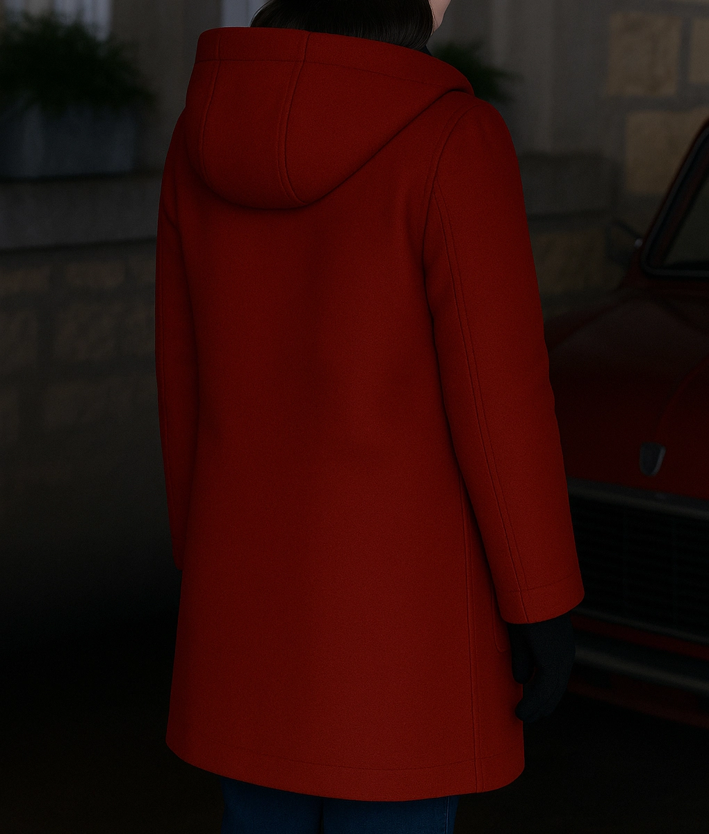 Christmas in Scotland Jill Winternitz Red Hooded Coat-BackView