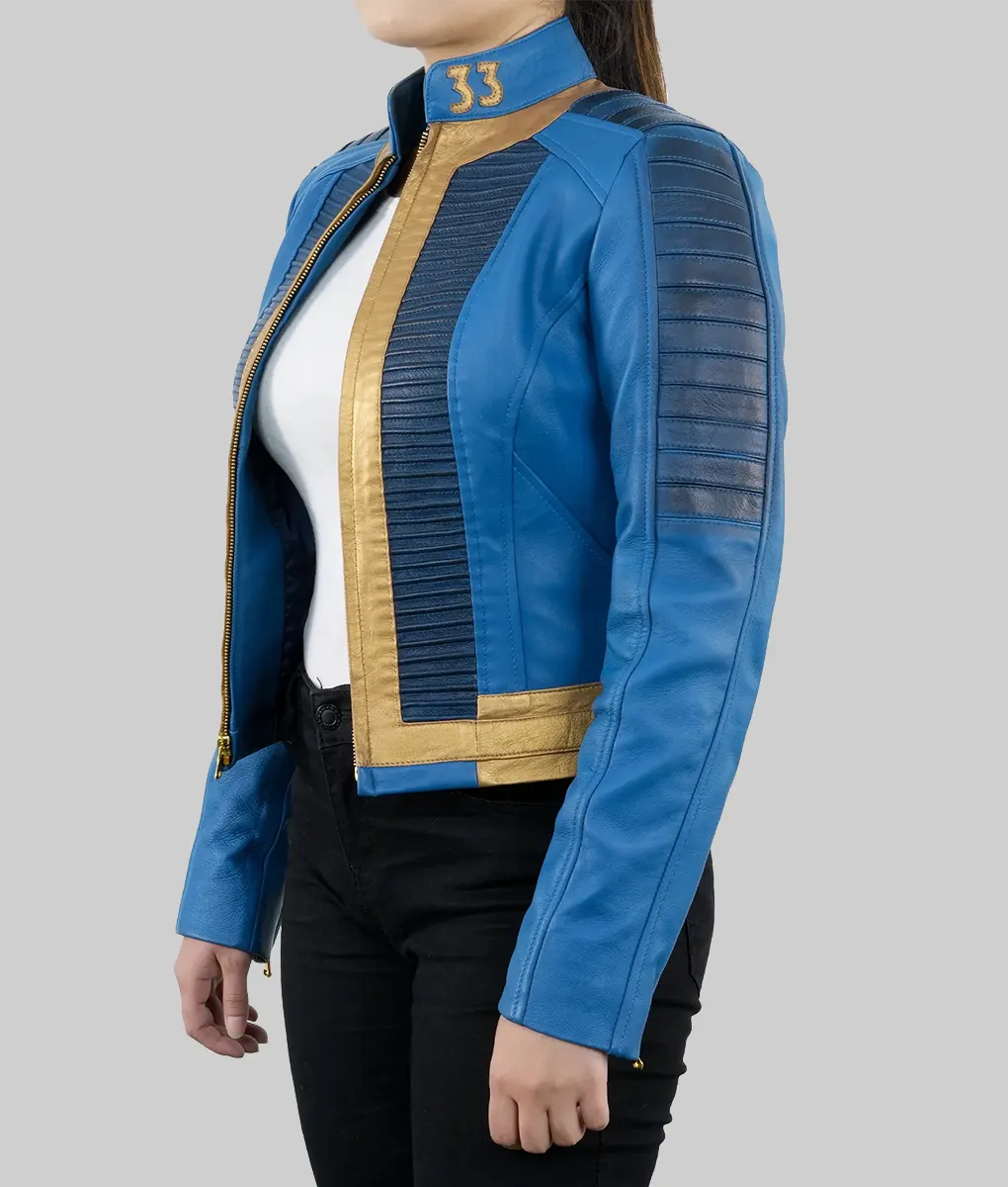 Fallout 2024 Ella Purnell Blue Jacket-Side View