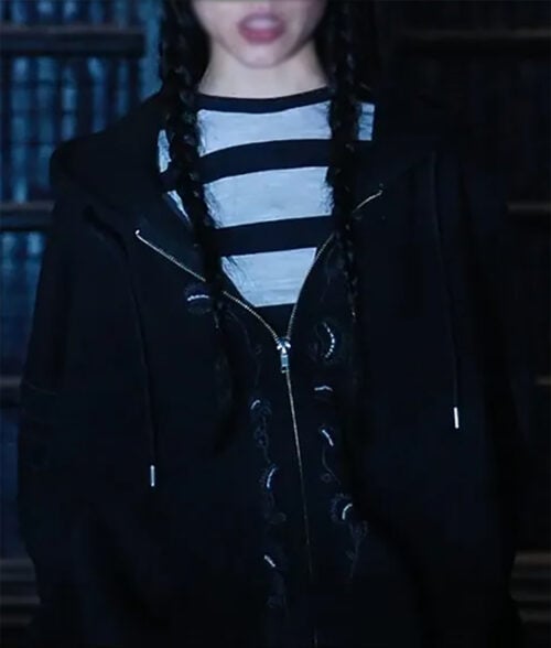 Jenna Ortega Wednesday Addams Black Oversized Hoodie