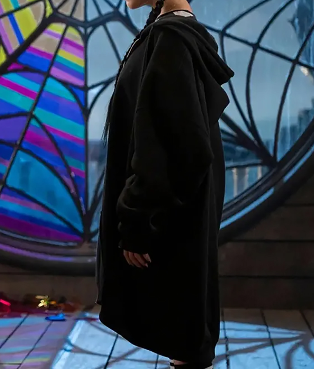 Jenna Ortega Wednesday Addams Black Oversized Hoodie