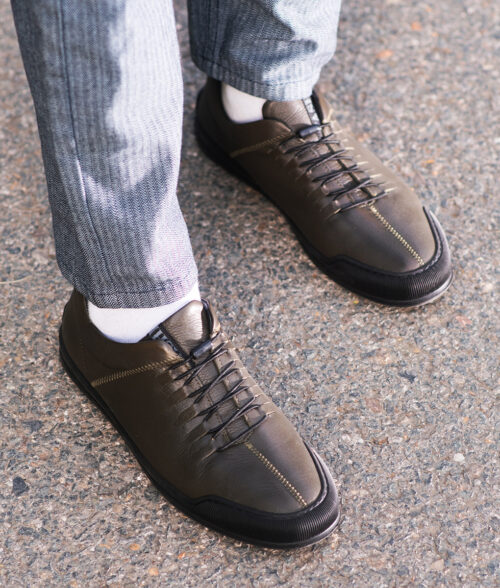 Henry Mens Brown Leather Sneaker