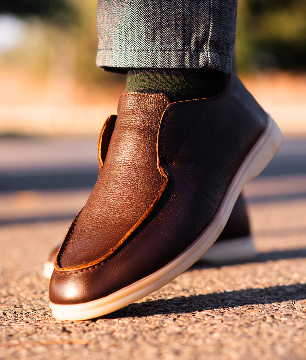 HOT Fashion Brown Leather Loafers Monroe Men's Brown Leather