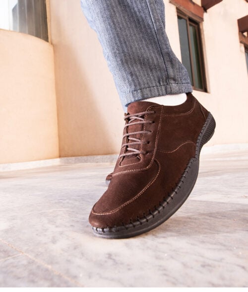 Men’s Maze-Styled Brown Suede Leather Shoes