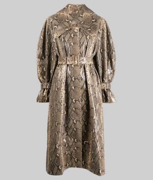 Selena Gomez Snake Print Trench Coat