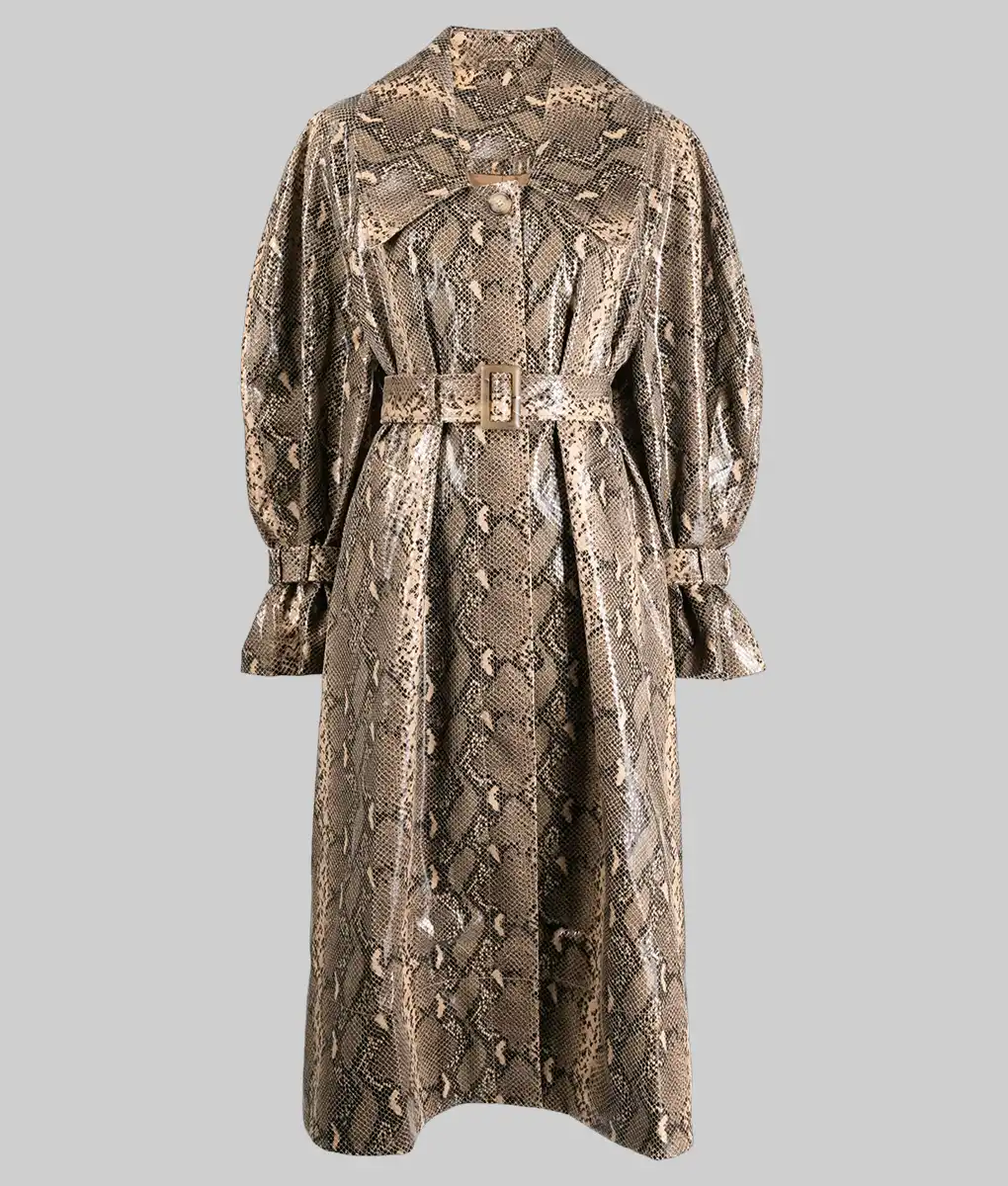 Selena Gomez Snake Print Trench Coat