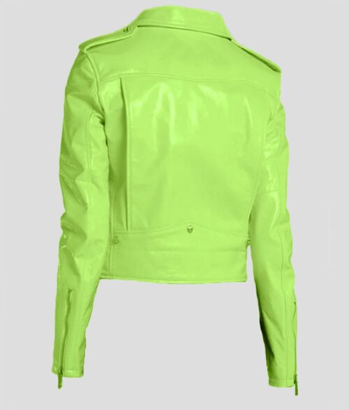 Women’s Biker Lime Green Leather Jacket