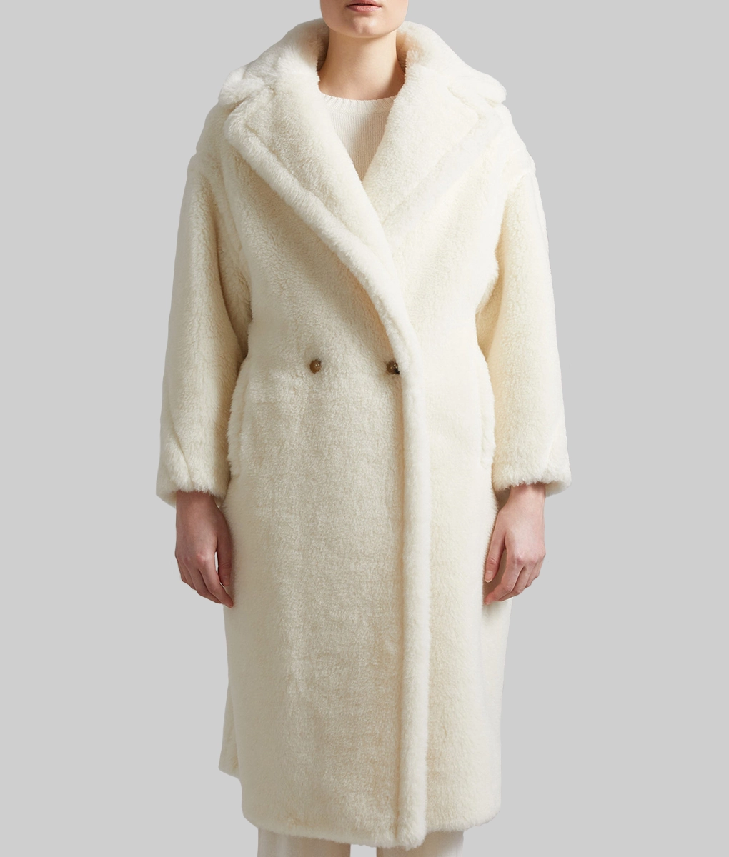 Beyonce White Fur Coat - Front View