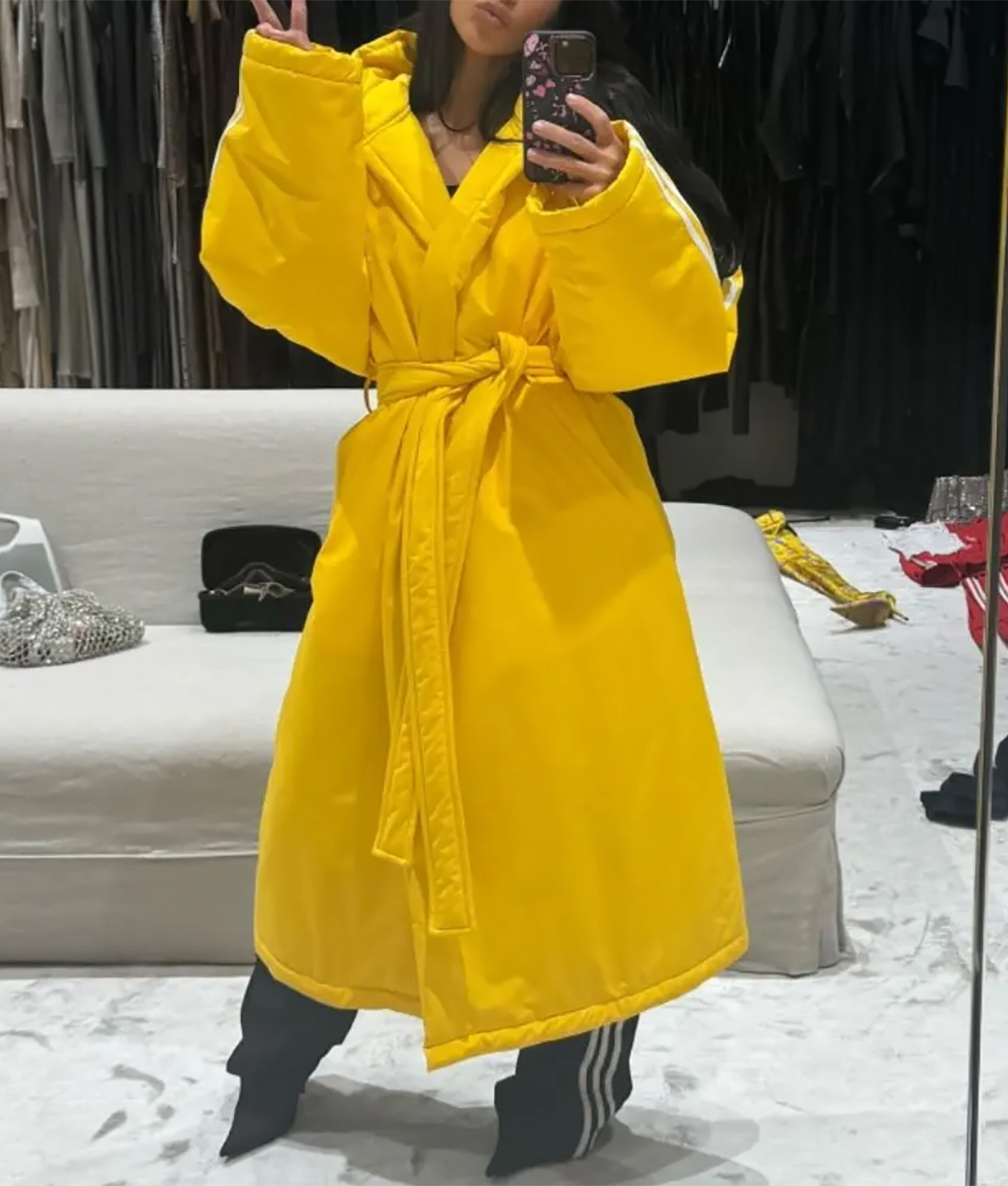 Kim Kardashian Yellow Long Coat Kim Kardashian Yellow Coat The