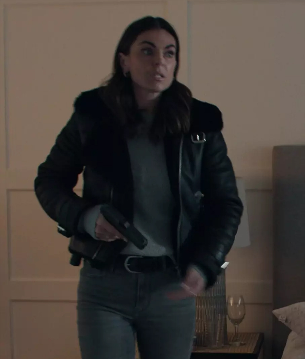 Reacher Serinda Swan Black Aviator Jacket