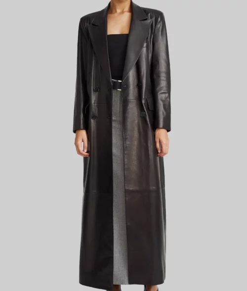 Tate McRae Long Leather Coat