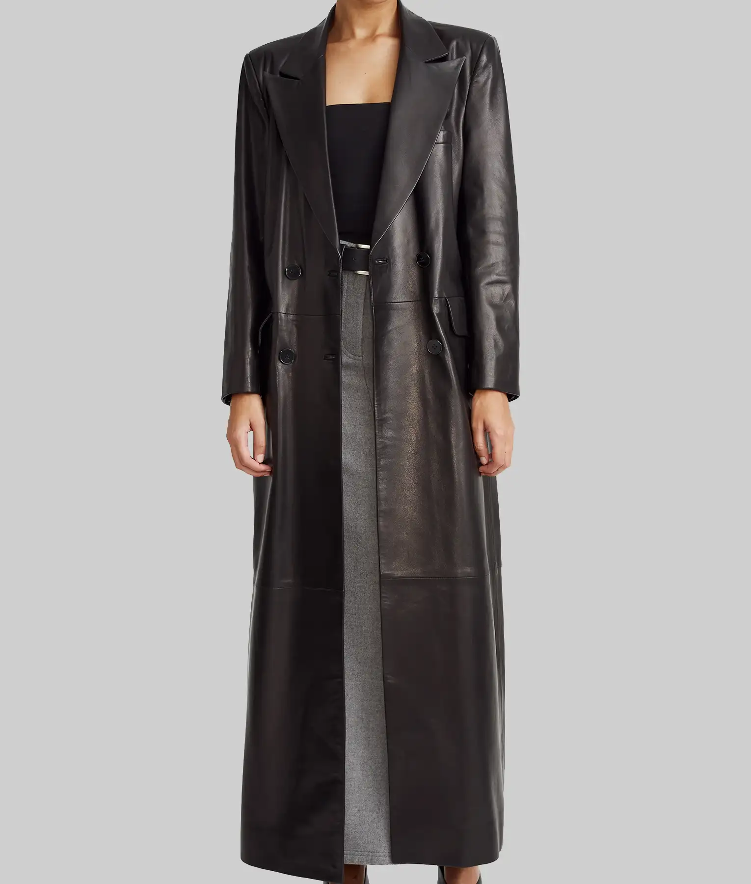 Tate McRae Long Leather Coat