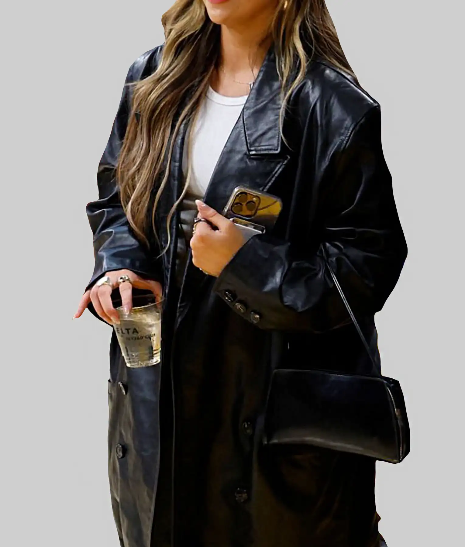 Tate McRae Long Leather Coat
