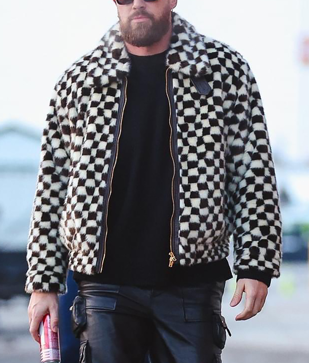 Travis Kelce Fur Checkered Jacket | TLC