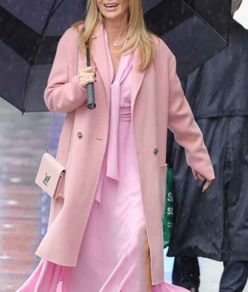 Amanda Holden Pink Trench Coat - Womens Pink Wool Trench Coat - Front View 2