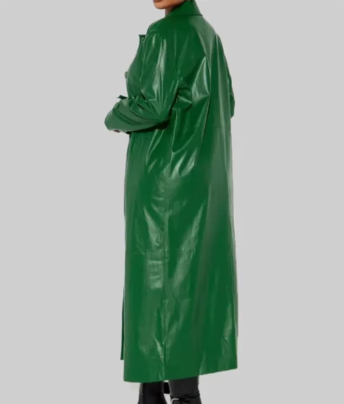 Anna Wintour Green Leather Trench Coat
