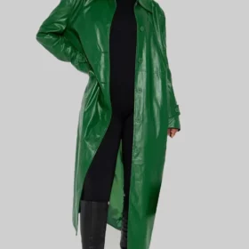 Anna Wintour Green Leather Trench Coat The Leather City
