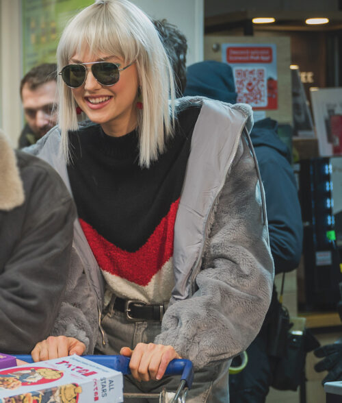 April X Lilly Krug Grey Shearling Jacket | The Leather City