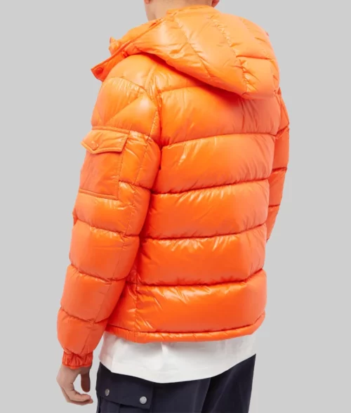 Brad Pitt Wolfs Orange Puffer Jacket - Back