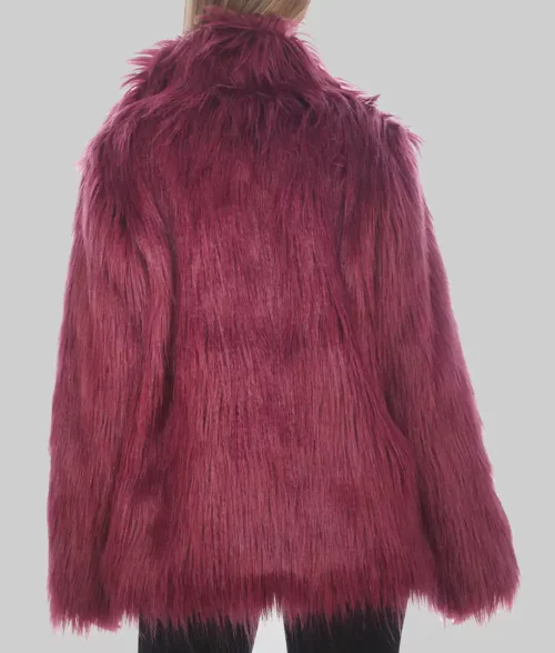 Jennifer Lopez Maroon Fur Jacket