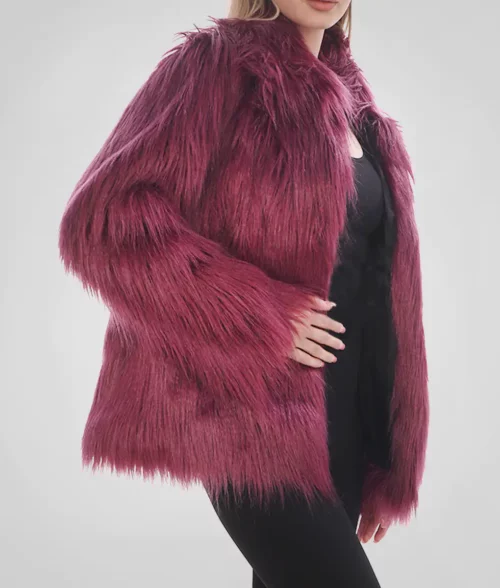 Jennifer Lopez Maroon Fur Jacket