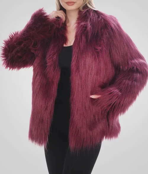 Jennifer Lopez Maroon Fur Jacket