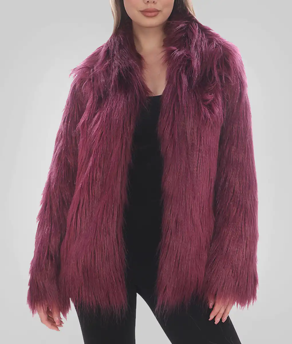 Jennifer Lopez Maroon Fur Jacket