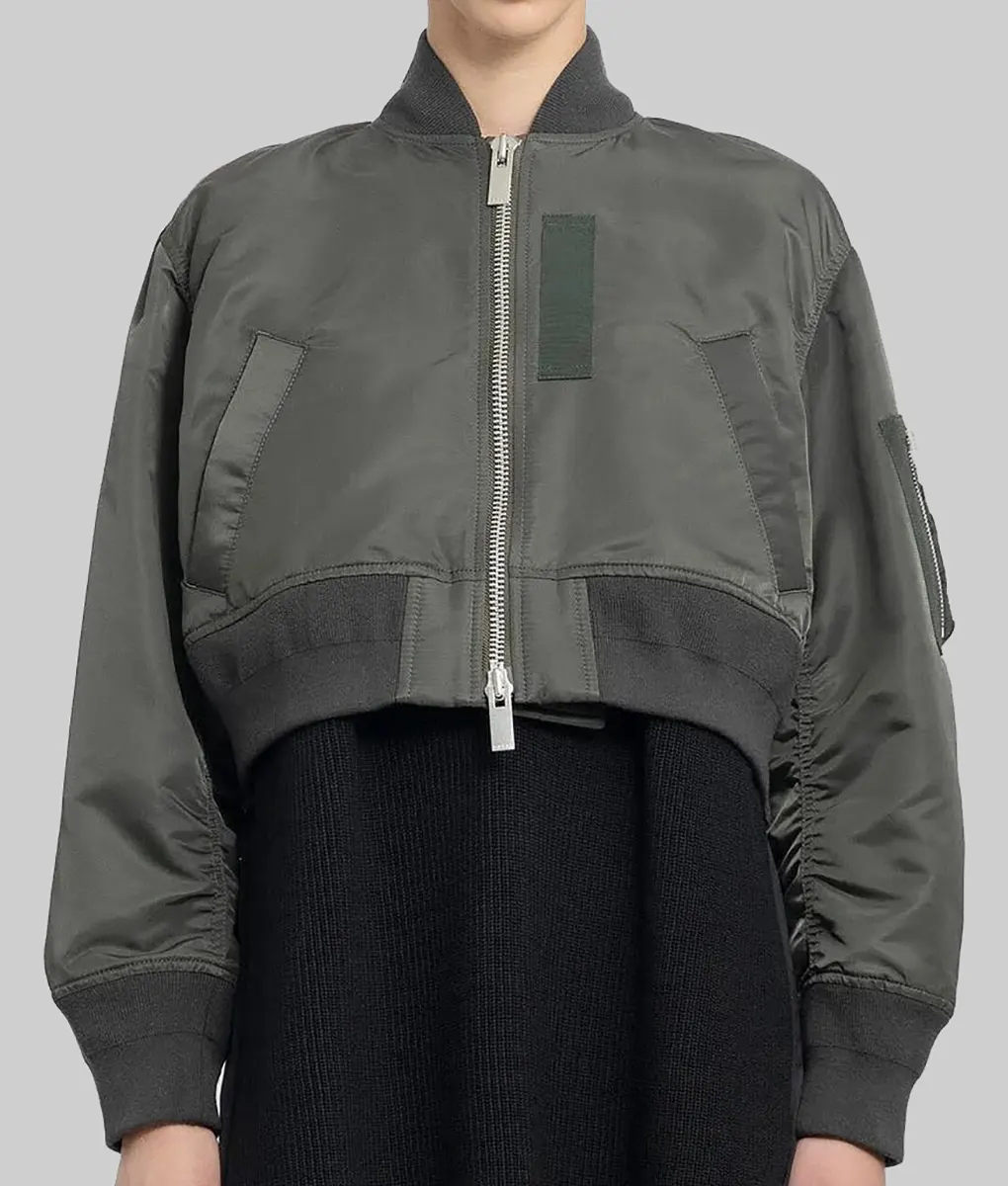 Kourtney Kardashian Cropped Bomber Jacket