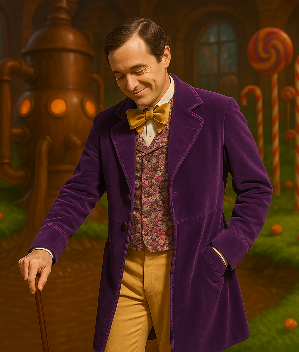 Gene Wilder Willy Wonka & the Chocolate Factory Purple Coat-Side