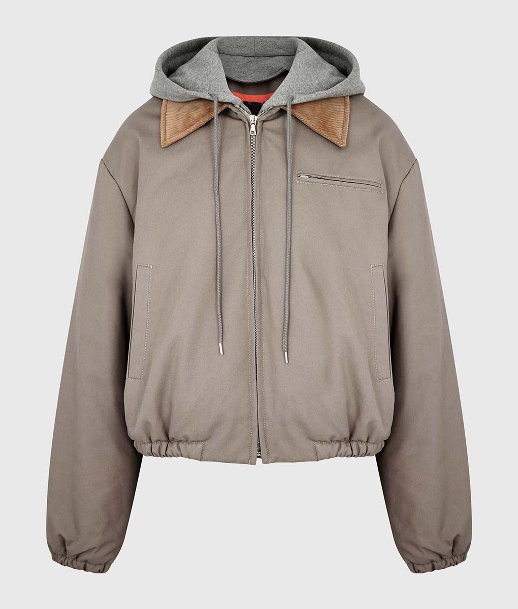 Hailey Bieber Cropped Bomber Jacket - Womens Bomber Jacket - Front View