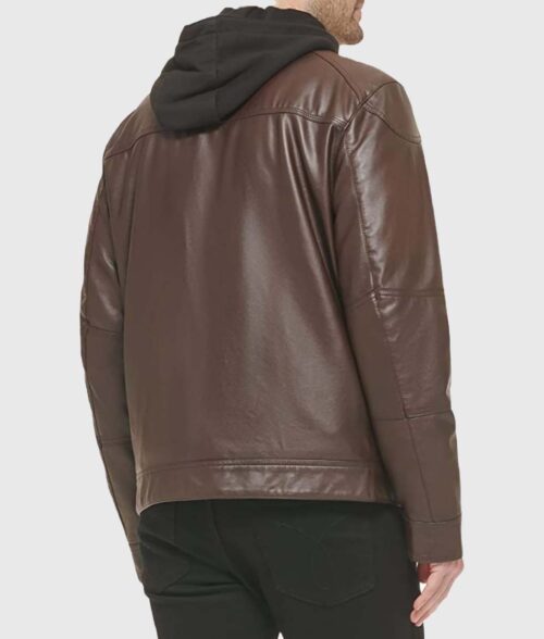 Kayden Mens Brown Leather Jacket - Mens Leather Jacket - Back View