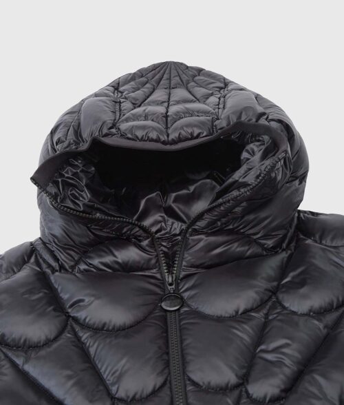 Spider Black Hooded Puffer Jacket - Hooded Puffer Jacket - Hood View