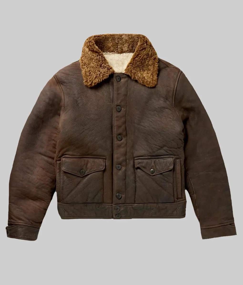 Alert Missing Persons Unit Jason Grant Brown Leather Shearling Jacket