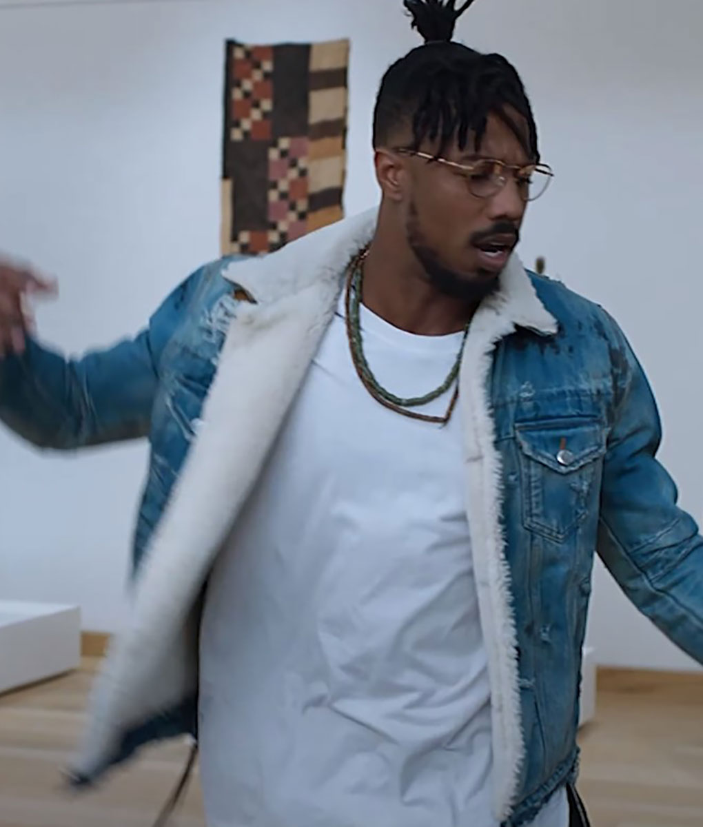 Black Panther Killmonger Denim Jacket - Black Panther Denim Jacket - Erik Killmonger Jean Jacket - Front View 2