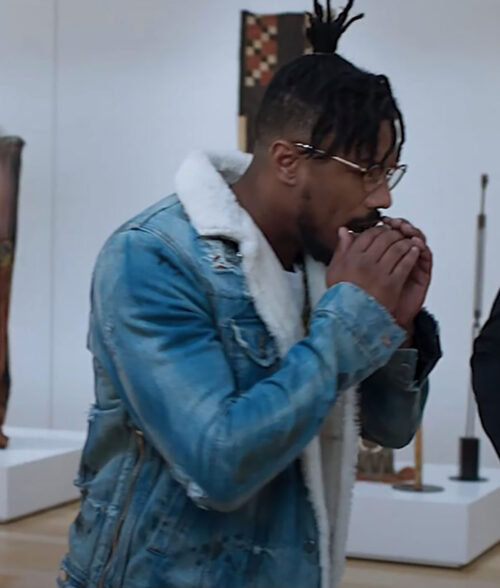 Black Panther Killmonger Denim Jacket - Black Panther Denim Jacket - Erik Killmonger Jean Jacket - Side View