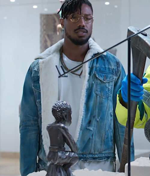 Black Panther Killmonger Denim Jacket - Black Panther Denim Jacket - Erik Killmonger Jean Jacket - Front View